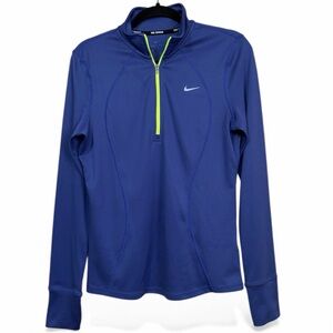 Nike Dri Fit Running Quarter Zip Pullover In Blue Size Medium